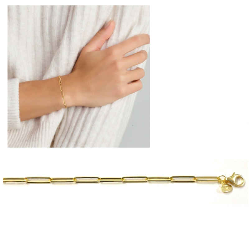 Armband, 14krt.goud massief boxlink (lengte: 19cm) - 24170