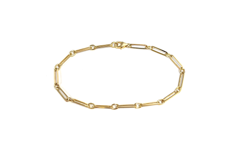 HC Armband, 14krt.goud massief boxlink met tussenoog (lengte: 19cm) - 24173