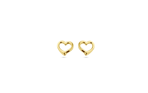HC Oorknoppen, zilver verguld hart (8mm.) - 24181