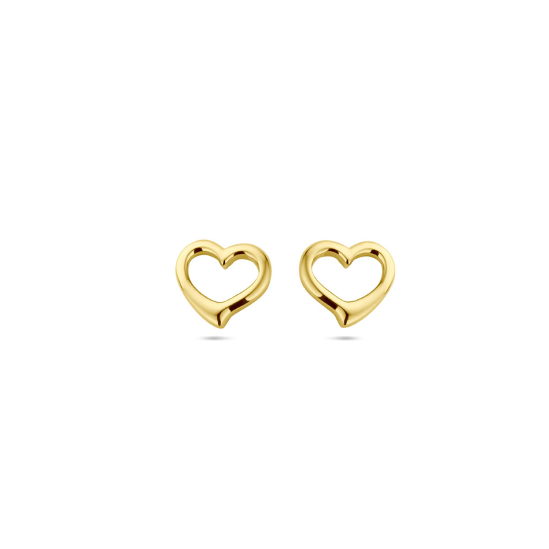 Oorknoppen, zilver verguld hart (8mm.) - 24181