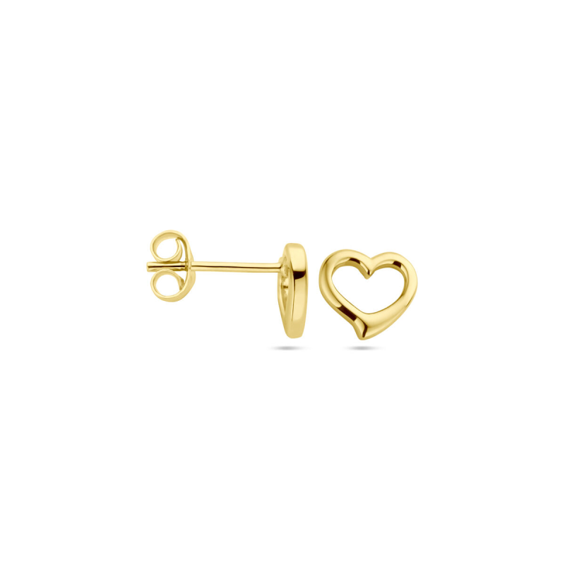 Oorknoppen, zilver verguld hart (8mm.) - 24181