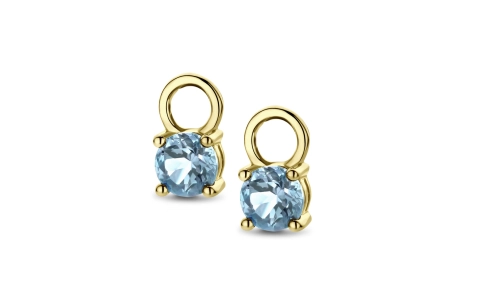 Oorbedels, 14krt.goud met blauw topaas (4mm.) - 24194