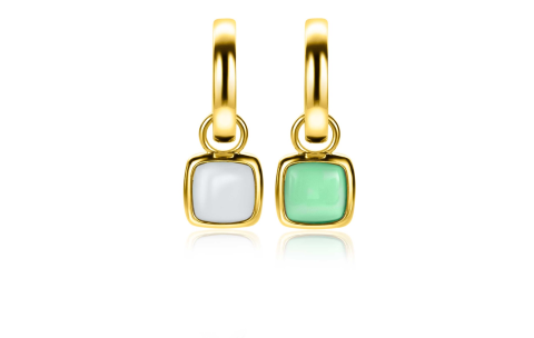 Zinzi Oorbedels, Model ZICH2308 draaibaar mintgroen en wit onyx excl.oorringen (10mm.) - 24199