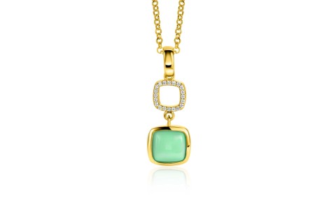 Zinzi Hanger, model-ZIH2308 draaibaar mintgroen en wit onyx (excl.collier) - 24200