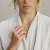 Ring, zilver gerhodineerd met saffier en zirkonia I(maat 16,25) - 24208