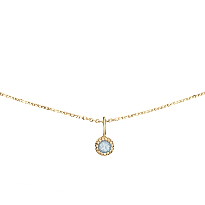 Jackie Collier, 14krt.goud met hanger Grimaldi BlueTopaz (lengte 38-40-42cm.) - 24236
