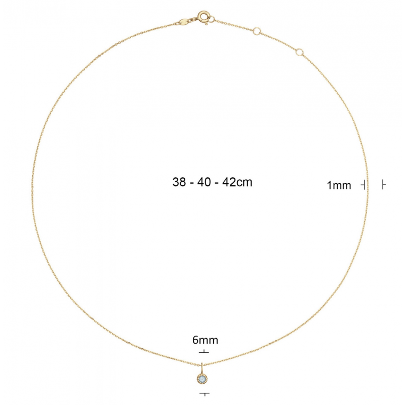 Jackie Collier, 14krt.goud met hanger Grimaldi BlueTopaz (lengte 38-40-42cm.) - 24236