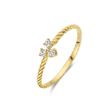 Jackie Ring,14krt.goud "Triangle WhiteTopaz" (maat 54) - 24237