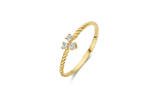 Jackie Ring,14krt.goud "Triangle WhiteTopaz" (maat 54) - 24237