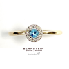 Bernstein Ring, 14krt.bicolour goud met topaas en diamant totaal 0,07ct (maat 17,5) - 24239