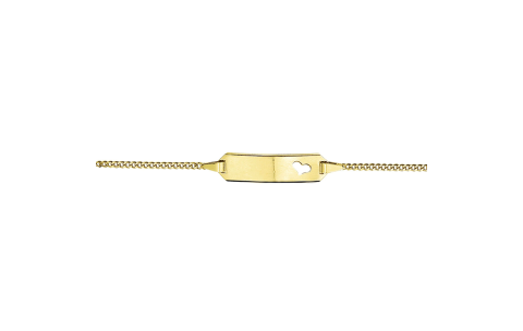 Graveerarmband, 9krt. geel kleurig met hart (verstelbaar: 9-11cm.-baby) - 24248