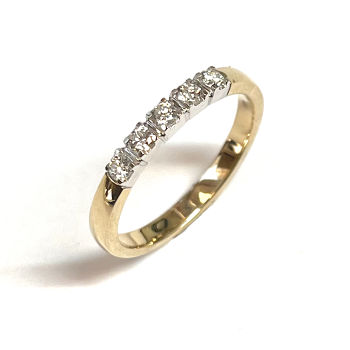 Memoire Ring, 14krt.bicolour goud met 5 diamanten totaal 0,25ct. (maat 56) - 24261