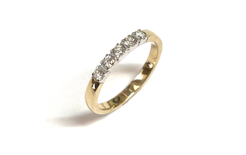 Memoire Ring, 14krt.bicolour goud met 5 diamanten totaal 0,25ct. (maat 56) - 24261