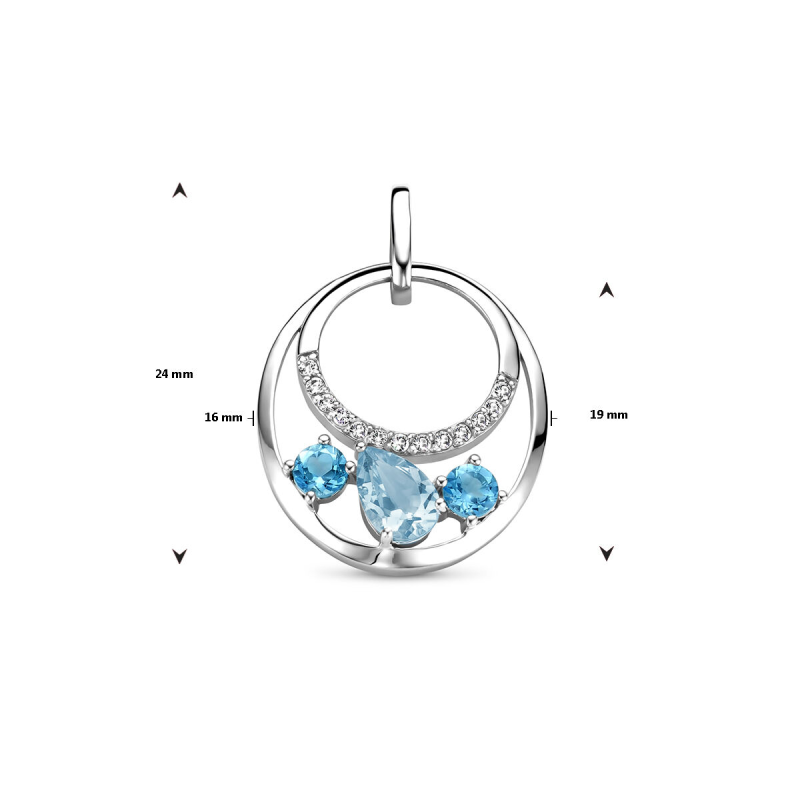 Hanger, zilver gerhodineerd met topaas - 24271
