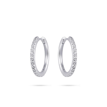 Oorringen, zilver met zirconia (2x20mm.) - 24287