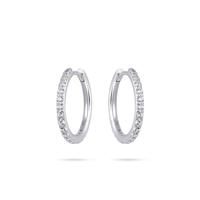Oorringen, zilver met zirconia (2x20mm.) - 24287