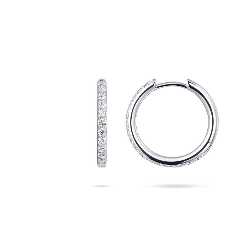 Oorringen, zilver met zirconia (2x20mm.) - 24287