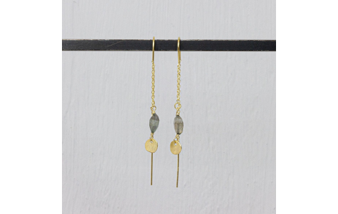 Jeh Jewels, Oorhangers model 20333 zilver verguld met Labradoriet (lengte 5cm.) - 24293