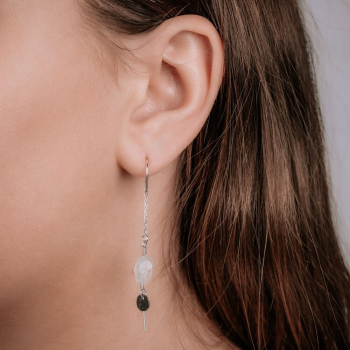 Jeh Jewels Oorhangers, model 21340 zilver verguld met regenboog maansteen (lengte 5cm.) - 24295