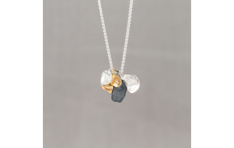 Jeh Jewels Collier, model 21519 met hanger zilver/oxie/verguld (lengte: 42cm.) - 24296