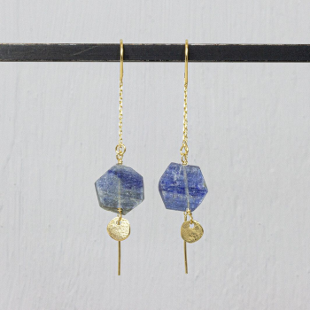 Jeh Jewels Oorhangers, model 21340 zilver verguld met kyaniet (lengte 5cm.) - 24297