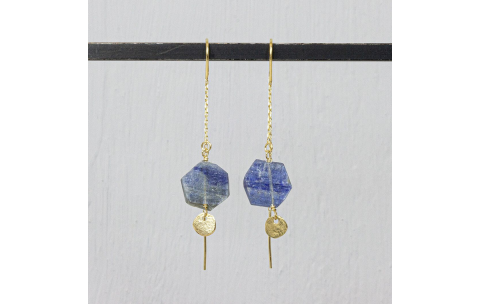 Jeh Jewels, Oorhangers model 21340 zilver verguld met kyaniet (lengte 5cm.) - 24297