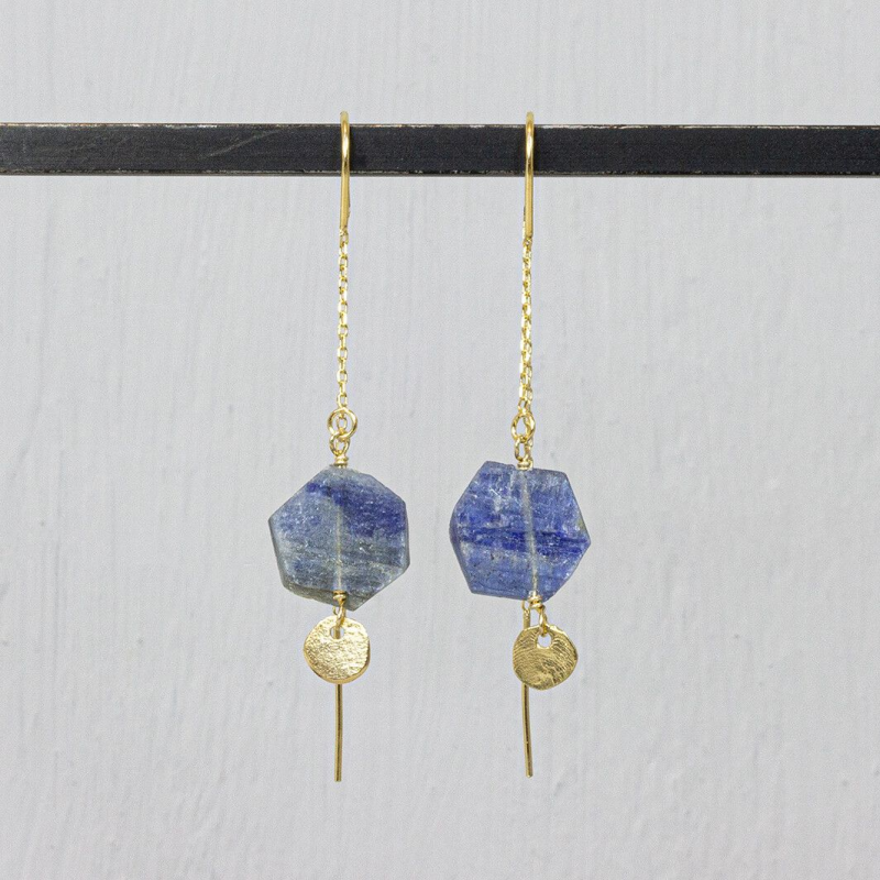 Jeh Jewels Oorhangers, model 21340 zilver verguld met kyaniet (lengte 5cm.) - 24297