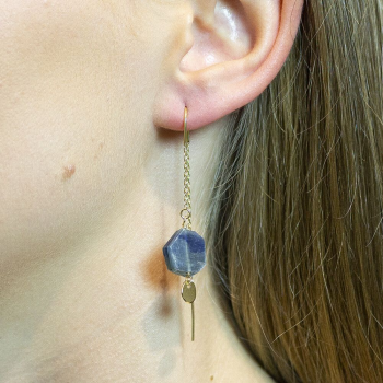 Jeh Jewels Oorhangers, model 21340 zilver verguld met kyaniet (lengte 5cm.) - 24297
