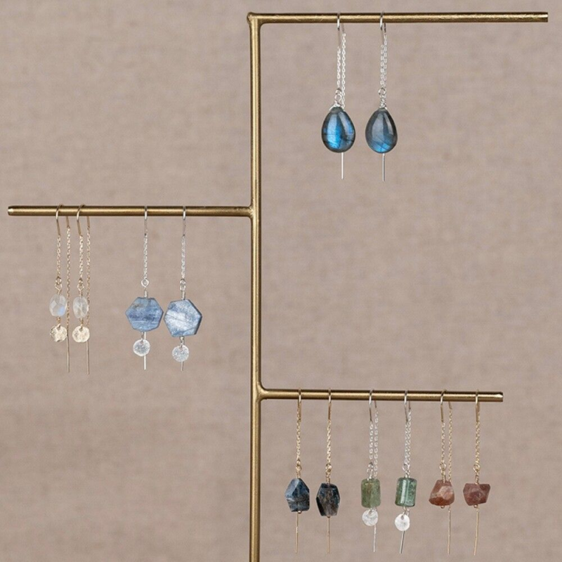 Jeh Jewels Oorhangers, model 21340 zilver met groen Kyaniet (lengte 5cm.) - 24298