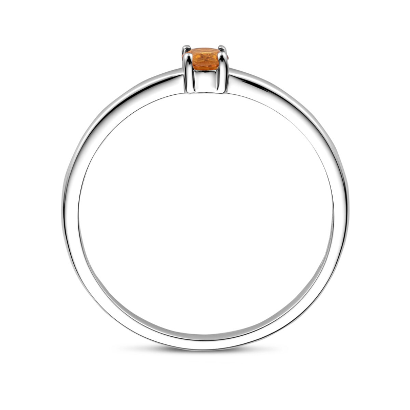 Ring, zilver gerhodineerd met citrien (maat 17) - 24300