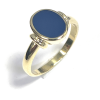 Ring, 14krt.goud met blauwe lagensteen 10x8mm.(maat 18) - 24302