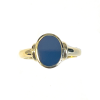 Ring, 14krt.goud met blauwe lagensteen 10x8mm.(maat 18) - 24302