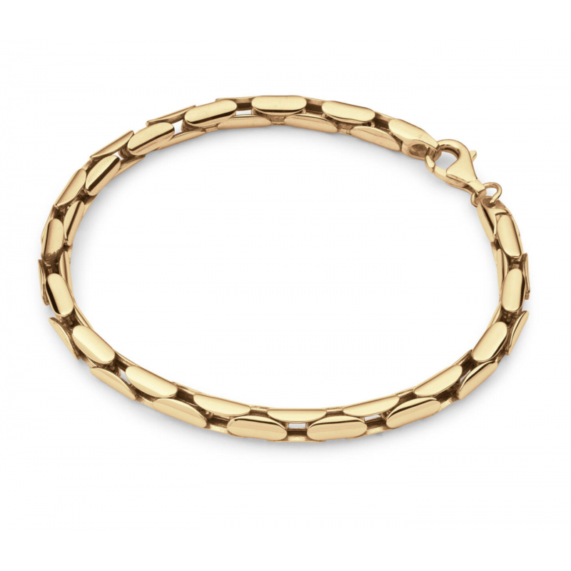 Armband, zilver geel verguld cardanoschakel (lengte 19cm.) - 24309