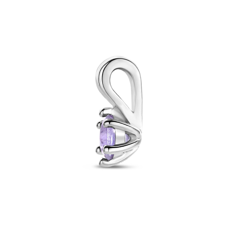 Hanger, zilver gerhodineerd met amethist (4mm.) - 24312