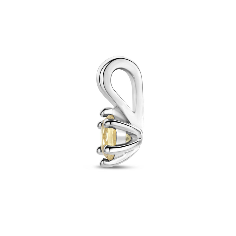 Hanger, zilver gerhodineerd met citrien (4mm.) - 24313