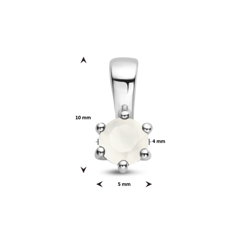 Hanger, zilver gerhodineerd met maansteen (4mm.) - 24315