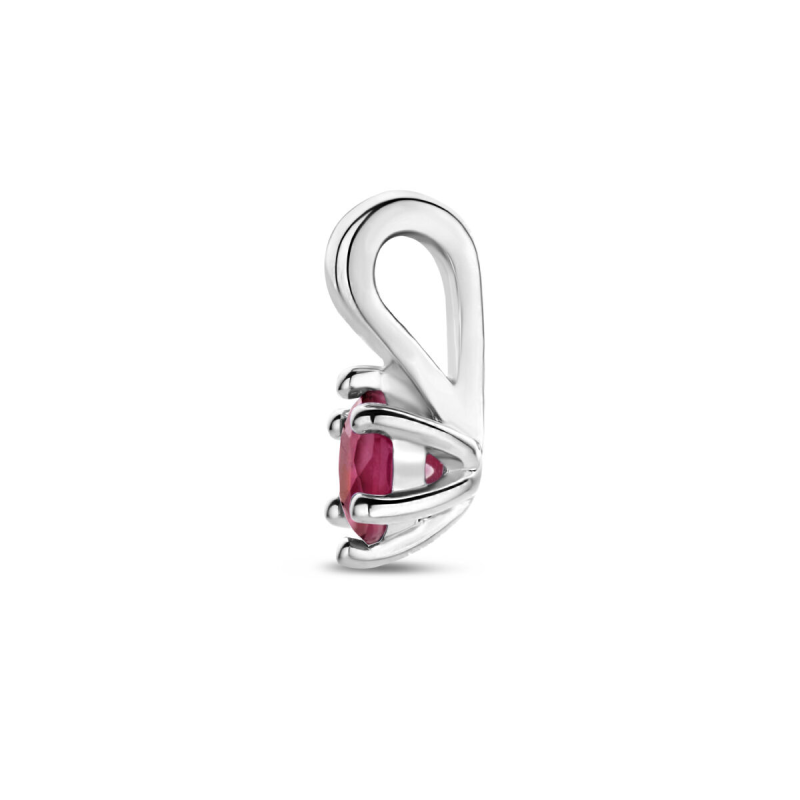Hanger, zilver gerhodineerd met robijn (4mm.) - 24318