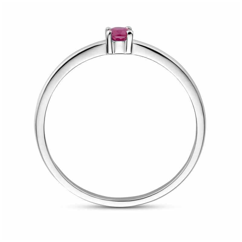 Ring, zilver gerhodineerd met robijn (maat 17,5) - 24320
