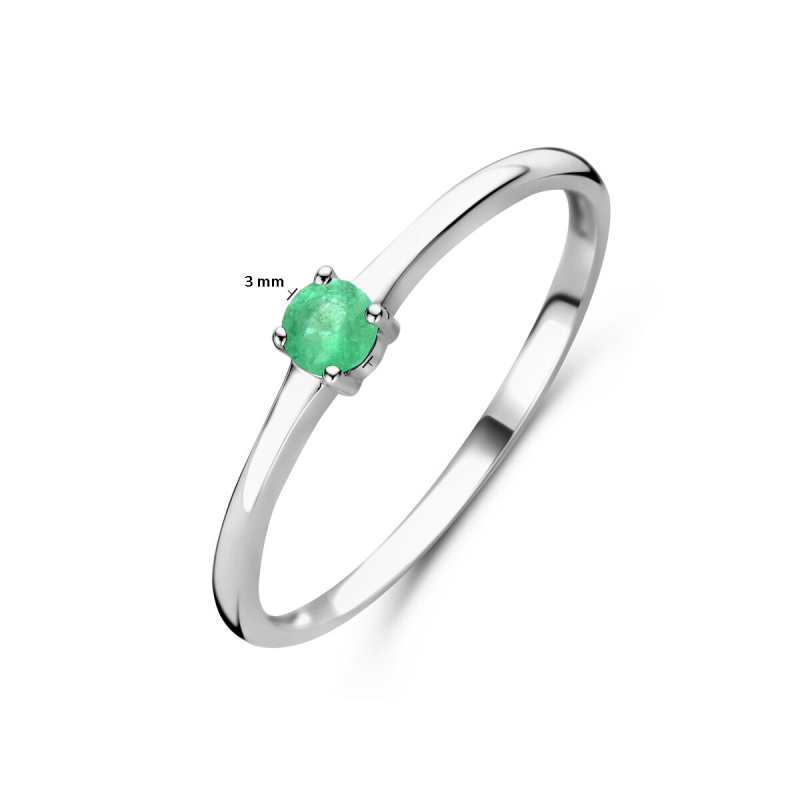 Ring, zilver gerhodineerd met smaragd (maat 17,5) - 24321