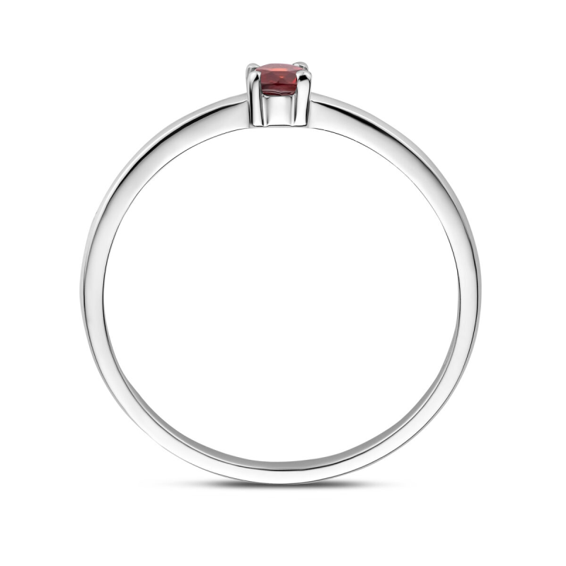 Ring, zilver gerhodineerd met granaat (maat 18) - 24324