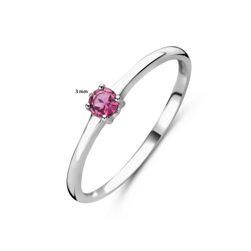Ring, zilver gerhodineerd met toermalijn (maat 16,5) - 24325