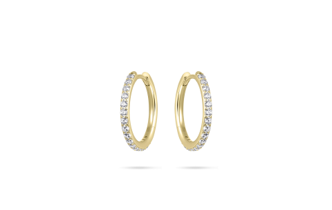 Oorringen, zilver verguld met zirconia (2x20mm.) - 24331