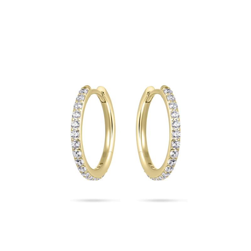 Oorringen, zilver verguld met zirconia (2x20mm.) - 24331