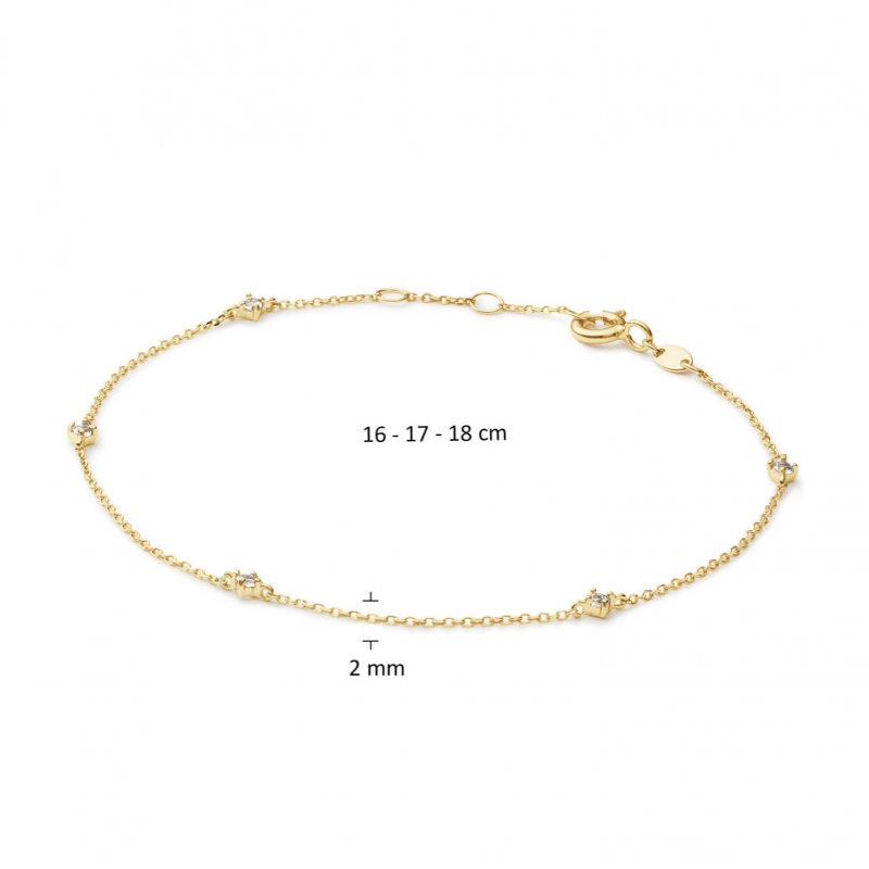 Jackie Armband, 14krt.goud "Let's Celebrate Bracelet" (lengte: 16-17,5cm.) - 24332