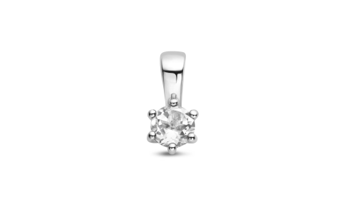 Hanger, zilver gerhodineerd met zirkonia (4mm.) - 24337
