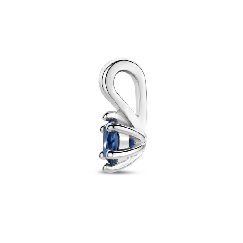 Hanger, zilver gerhodineerd met synthetisch saffier (4mm.) - 24338