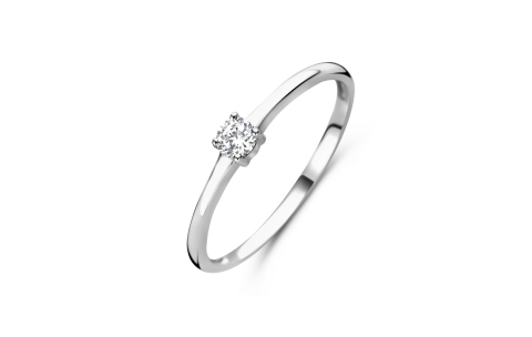 Ring, zilver gerhodineerd met zirkonia (maat 16,5) - 24340