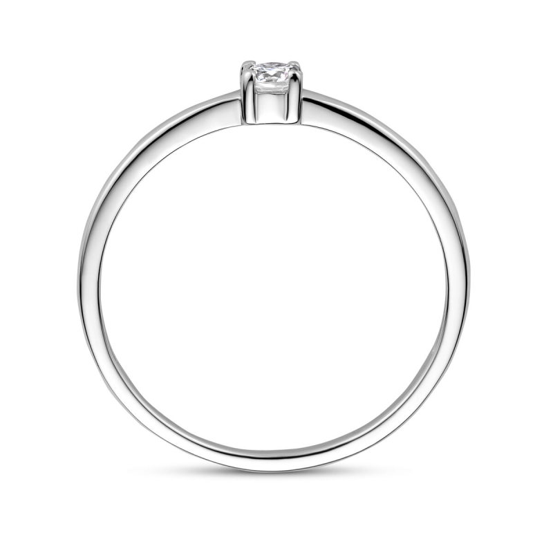Ring, zilver gerhodineerd met zirkonia (maat 16,5) - 24340