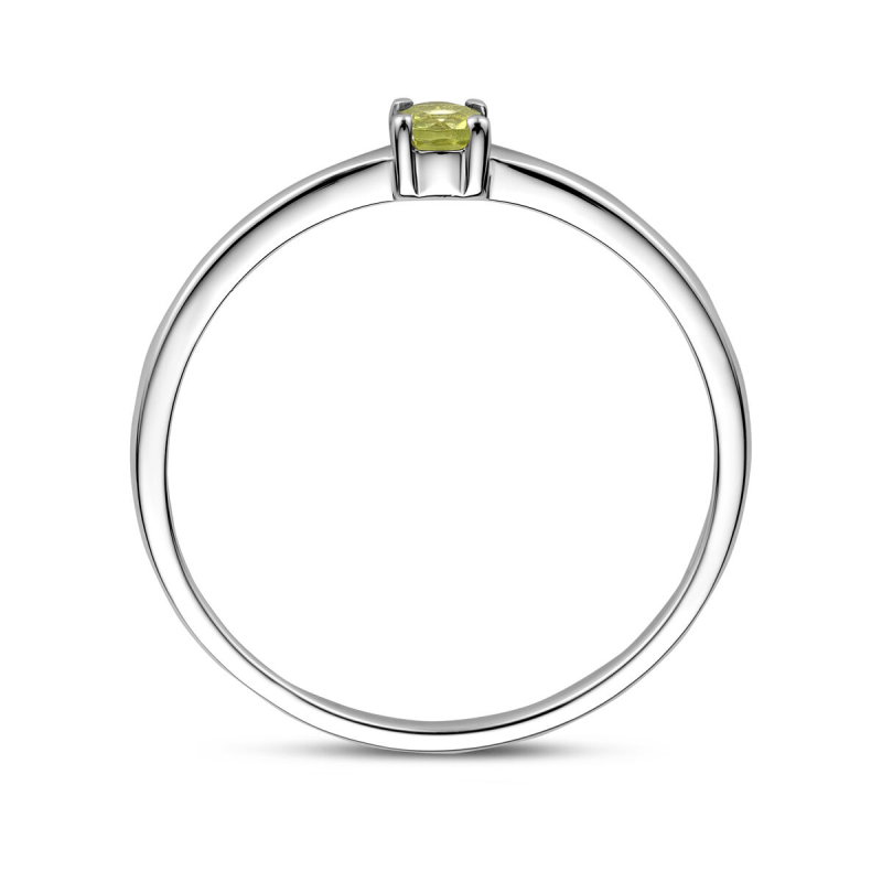 Ring, zilver gerhodineerd met peridot (maat 17) - 24342