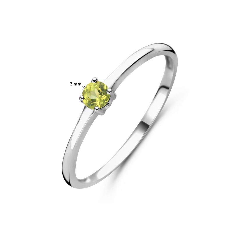 Ring, zilver gerhodineerd met peridot (maat 17) - 24342